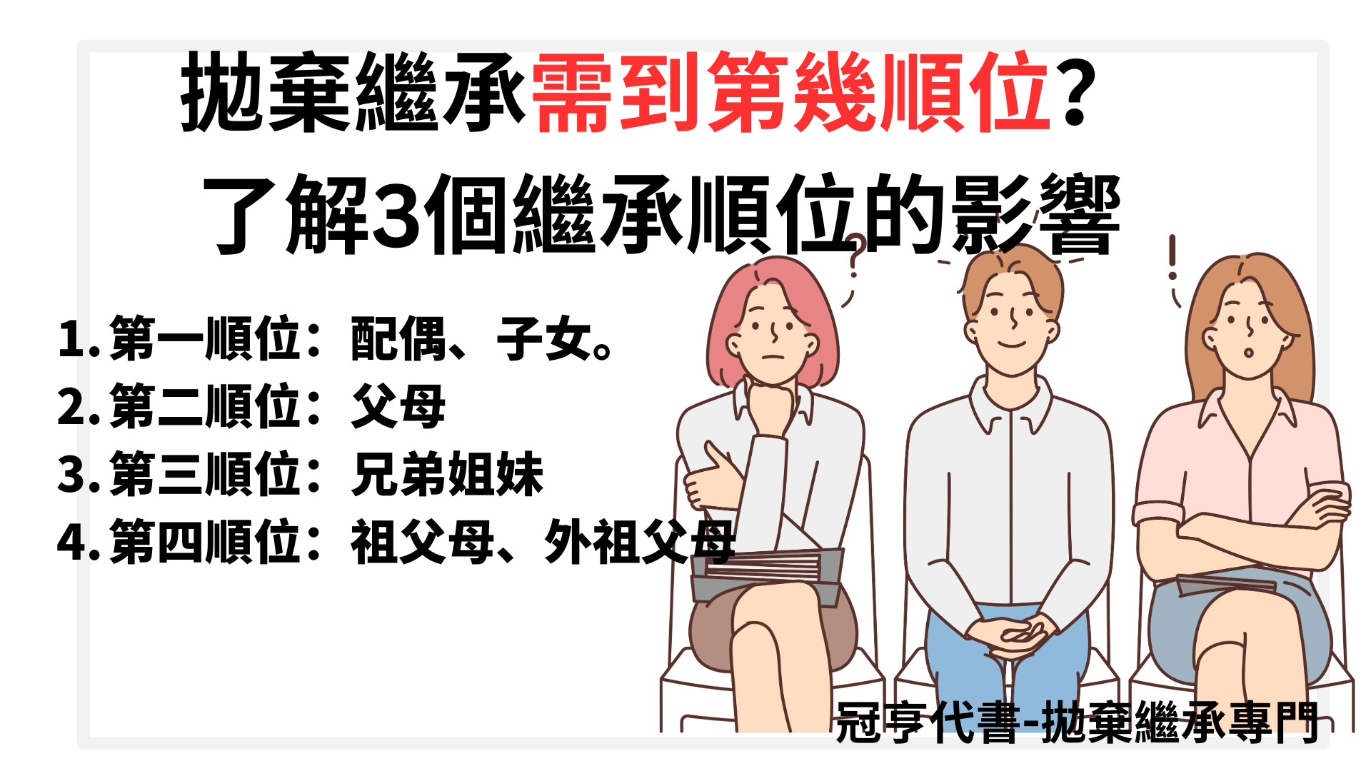 拋棄繼承需到第幾順位？了解3個繼承順位的影響